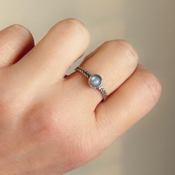 Sterling Silver Dainty Labradorite Ring - Picture 11 of 12